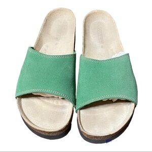 Lands End Green Leather Suede Shoes Sandals Slides 8